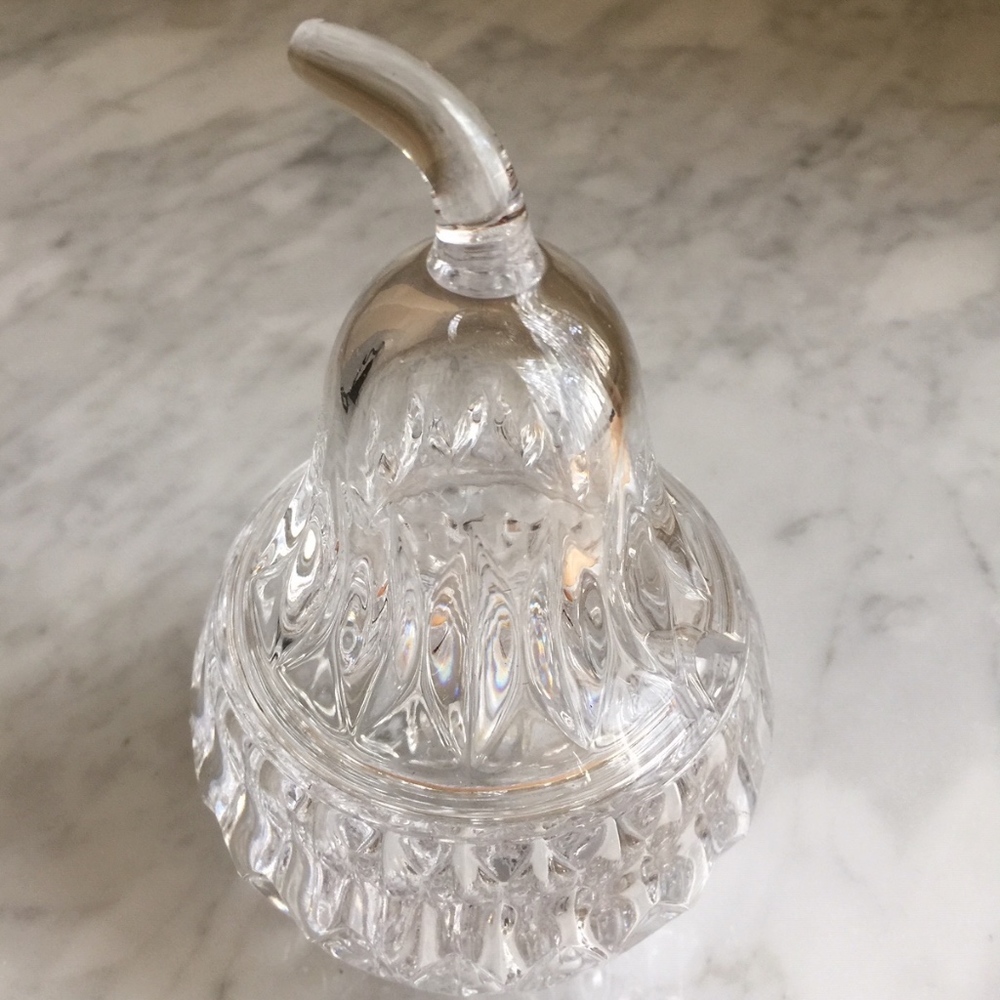 NWOT Crystal Glass Pear-Shaped Dish With Lid